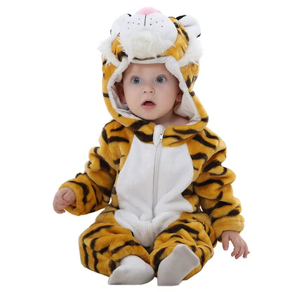 Adorable Animal Themed Fleece Onesies with Hood for Babies and Toddlers