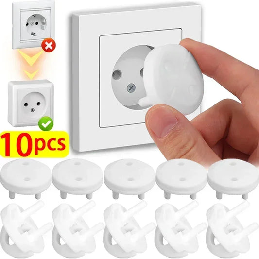 Set of 10 Child Safety Plug Socket Covers with Easy Removal Handle for Electrical Outlets Protection