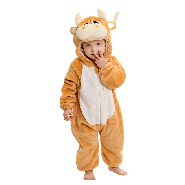 Adorable Animal Themed Fleece Onesies with Hood for Babies and Toddlers