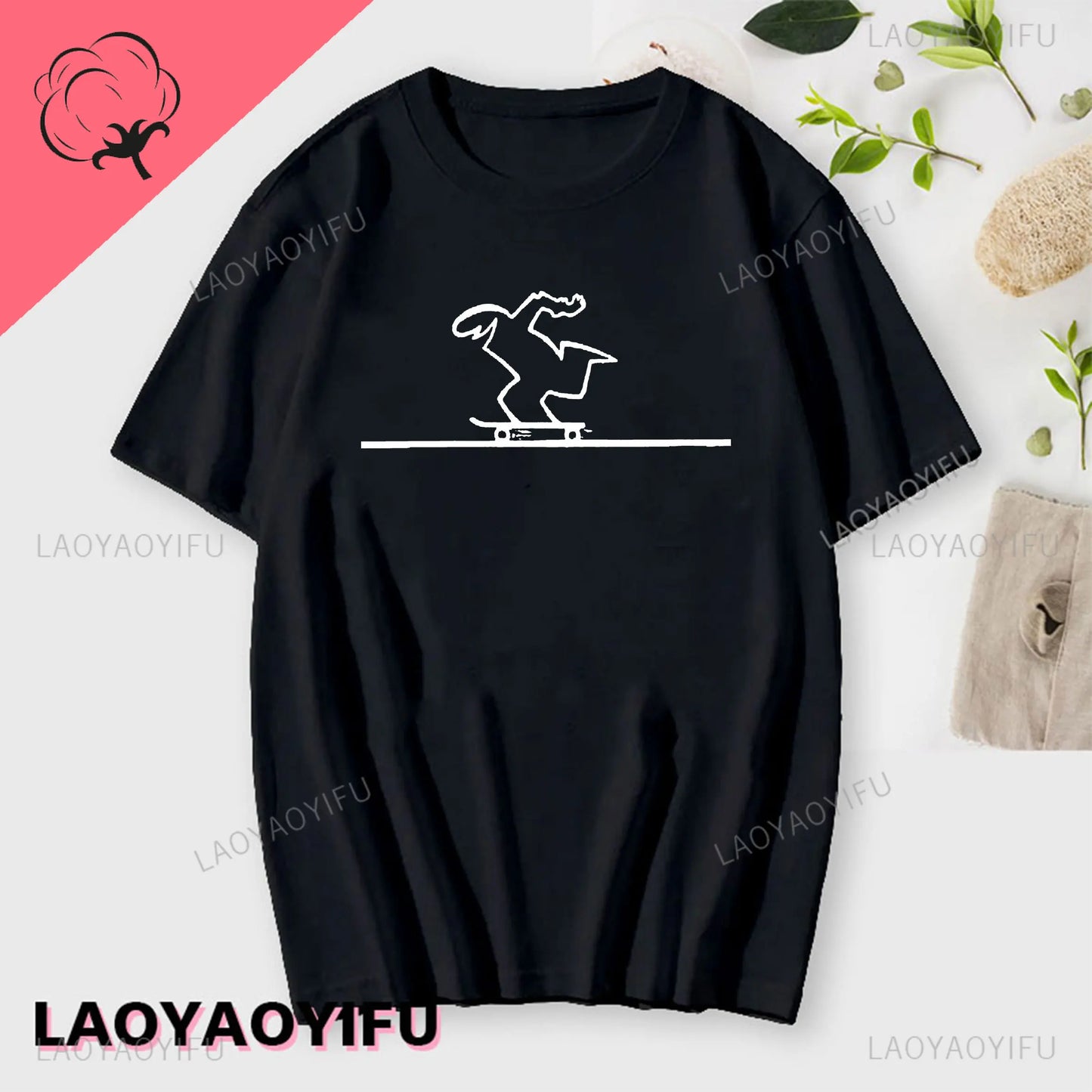 Men's Short Sleeve T-Shirt with Abstract Graphic Print and Minimalist Design for Casual and Streetwear Fashion