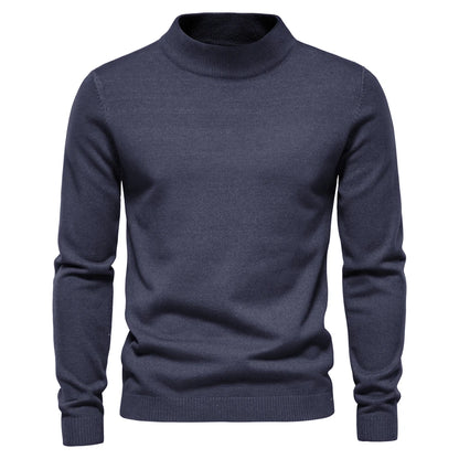 Men's Slim-Fit Turtleneck Sweater with Ribbed Detailing and Long Sleeves, Designed for Warmth and Style in a Comfortable Casual Fit