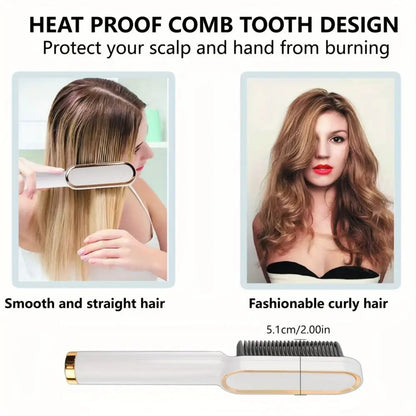 Professional Hair Straightening Brush with Ionic Technology and Adjustable Heat Settings for Smooth, Frizz-Free Hair Styling