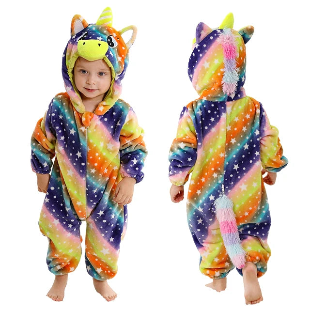 Adorable Animal Themed Fleece Onesies with Hood for Babies and Toddlers