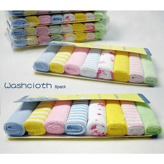 Ultra-Soft Baby Washcloths Pack of 8 – Gentle and Absorbent Towels for Newborns and Infants, Ideal for Bath Time and Daily Use