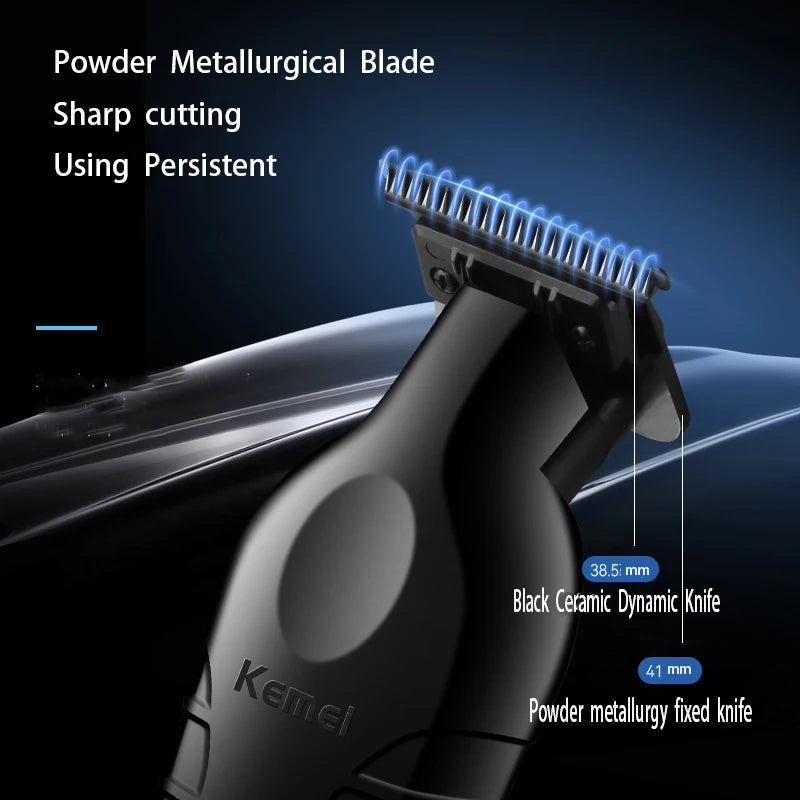 Professional Hair Clipper by Kemei with USB Charging, Precision Blades, and Multiple Guide Combs for Efficient Hair Trimming and Styling