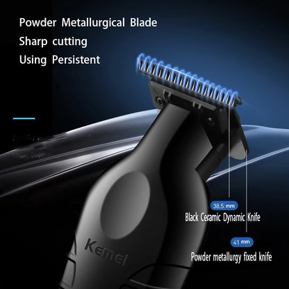 Professional Hair Clipper by Kemei with USB Charging, Precision Blades, and Multiple Guide Combs for Efficient Hair Trimming and Styling