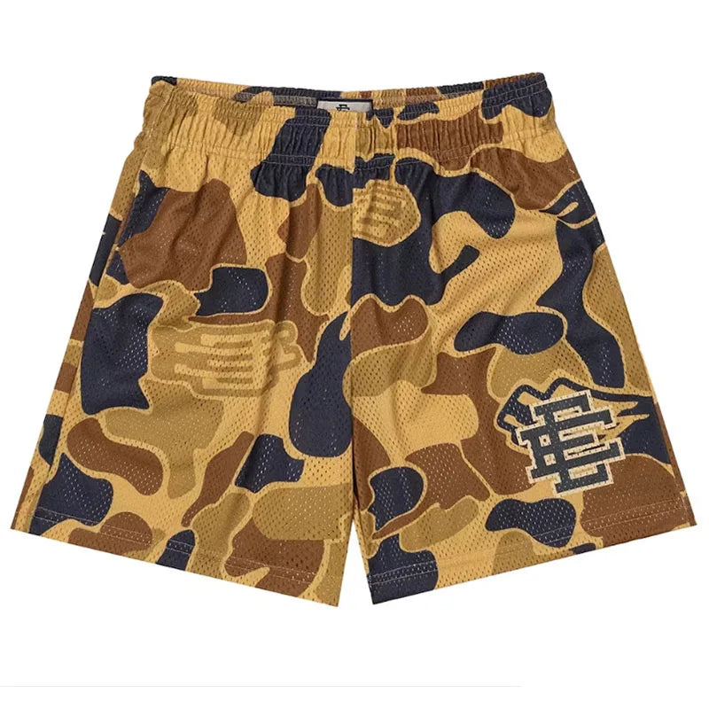 Men's Printed Sports Shorts with Elastic Waist and Drawstring Closure for Comfortable Daily Wear