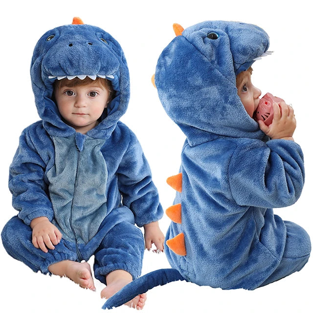 Adorable Animal Themed Fleece Onesies with Hood for Babies and Toddlers