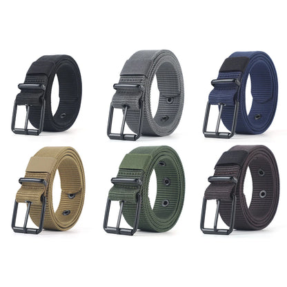 Men's Durable Woven Canvas Belt with Adjustable Metal Buckle in Multiple Styles