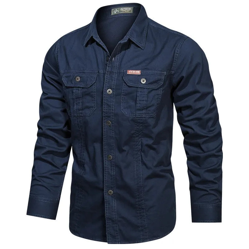 "Men's Long Sleeve Outdoor Utility Shirt with Buttoned Chest Pockets and Durable Design, Available in Multiple Colors"