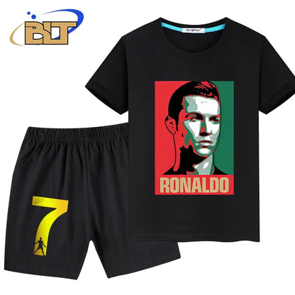 Stylish Soccer Star T-Shirt and Shorts Set for Kids – Perfect for Young Football Fans