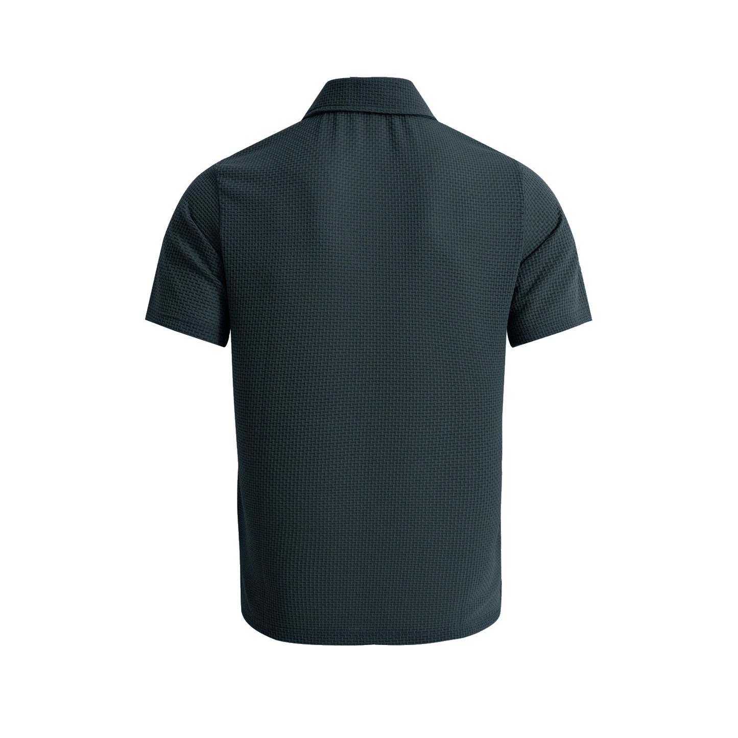 Men's Textured Knit Polo Shirt with Button Placket and Breathable Fabric for Casual Wear