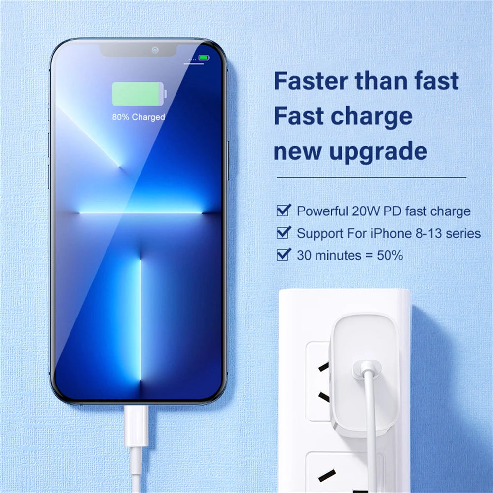 20W Fast Charging USB-C to Lightning Cable for iPhone and iPad, Compatible with PD Chargers for Rapid and Efficient Power Delivery