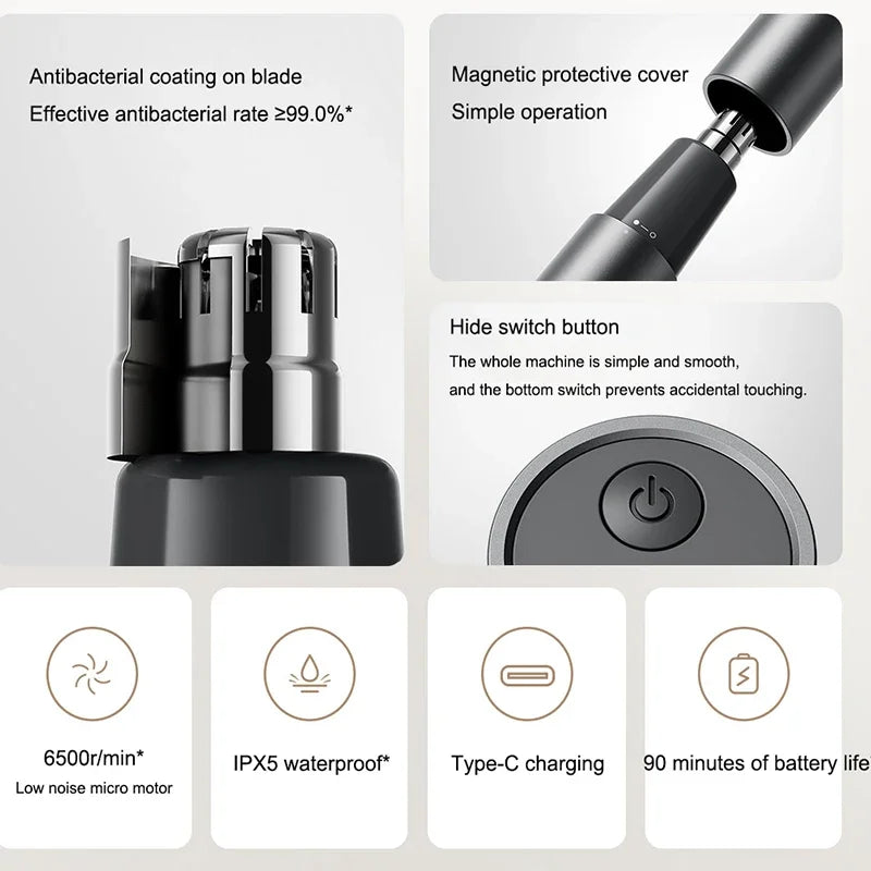 2023 New Electric Nose Hair Trimmer by Xiaomi Mijia with Precision Stainless Steel Blades and Portable Design