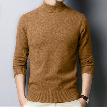 Men's Slim-Fit Turtleneck Sweater with Soft Wool Blend and Ribbed Cuffs