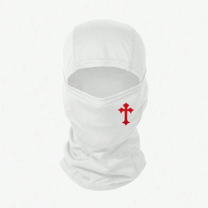 Breathable Full-Face Balaclava with Embroidered Cross Detail for Outdoor Sports and Tactical Use