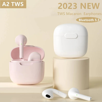 2023 New TWS Macaron Earphones with Bluetooth 5.3 Technology, Wireless Charging Case, and Noise-Cancelling Features for High-Quality Audio Experience