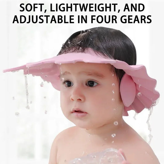 Soft, Lightweight, and Adjustable Baby Shower Cap with Four Gear Settings for Comfortable Bathing