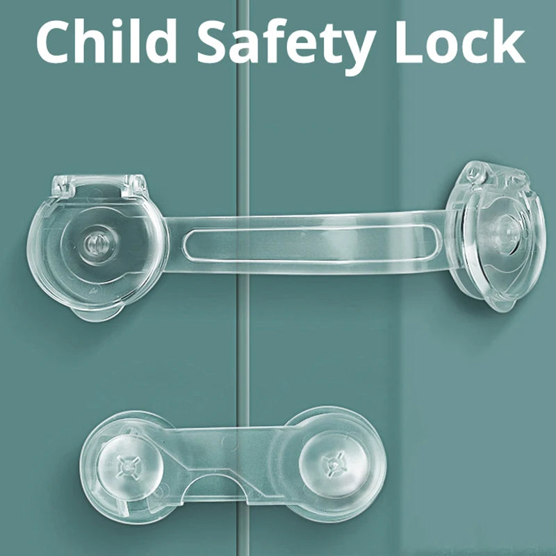 Multi-Purpose Child Safety Lock for Cabinets and Drawers with Secure Adhesive Straps