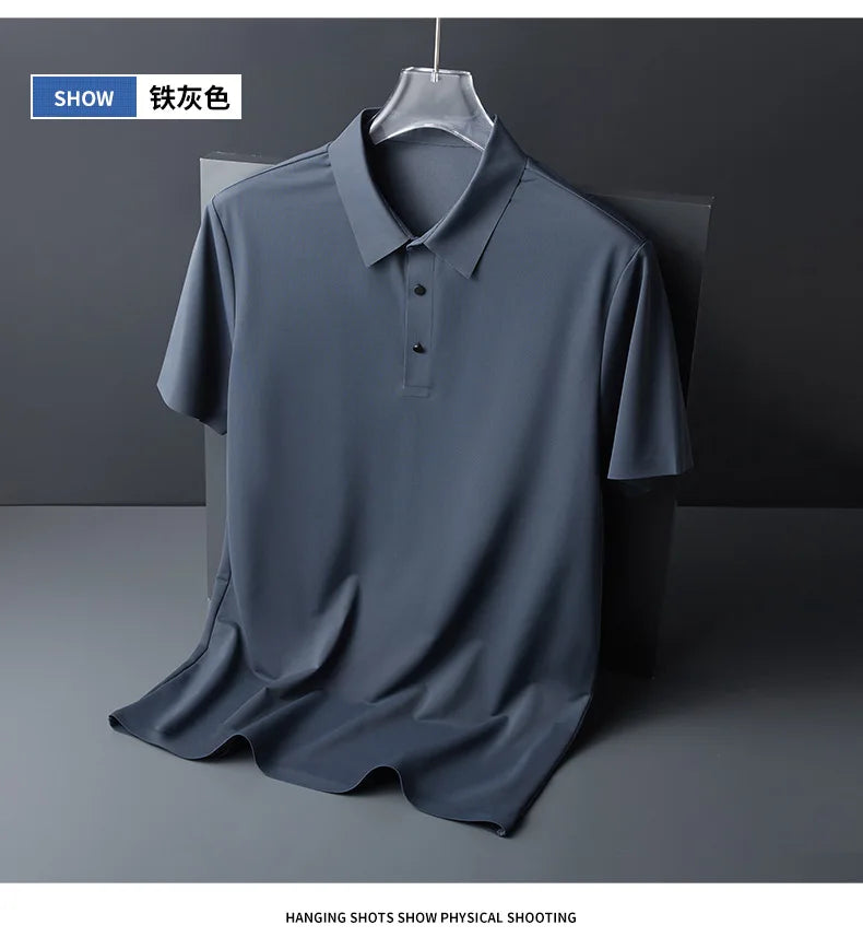 Men's Classic Polo Shirt with Button Placket and Breathable Fabric for Comfortable Casual Wear