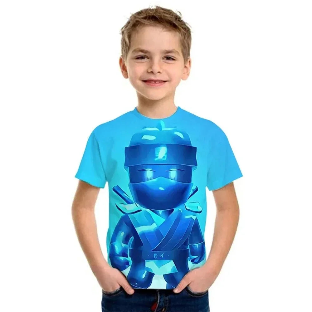 Stumble Guys Kids' T-Shirt with Colorful Cartoon Graphics – Fun and Comfortable Casual Wear for Boys and Girls