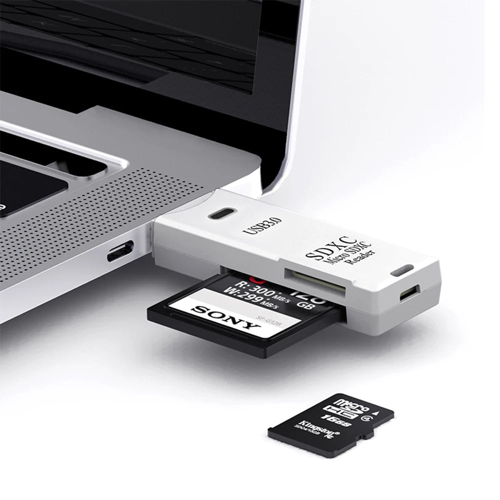 USB 3.0 High-Speed SD and TF Card Reader 2-in-1 Adapter with 512GB Support for Fast Data Transfer