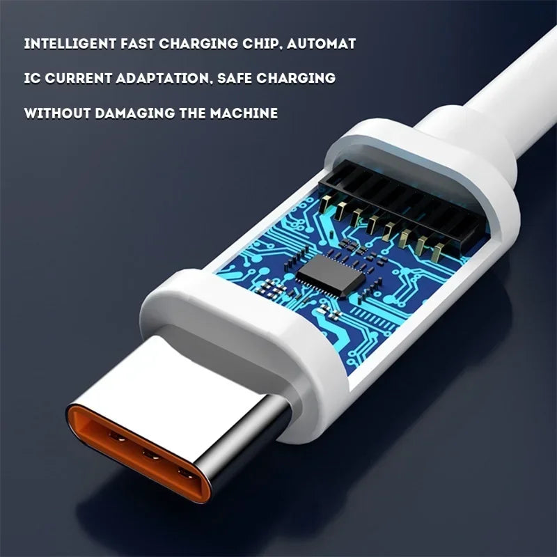 100W USB-C to USB-A Fast Charging Cable with 6A Current and Qualcomm Quick Charge 4.0 Compatibility for High-Speed Data Transfer and Charging