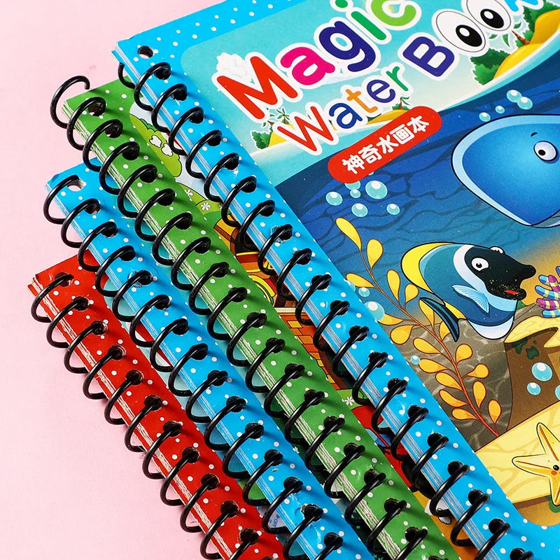 Interactive Water Drawing Books for Kids with Magic Pen, Reusable Educational Coloring Activity for Early Learning and Creativity Development