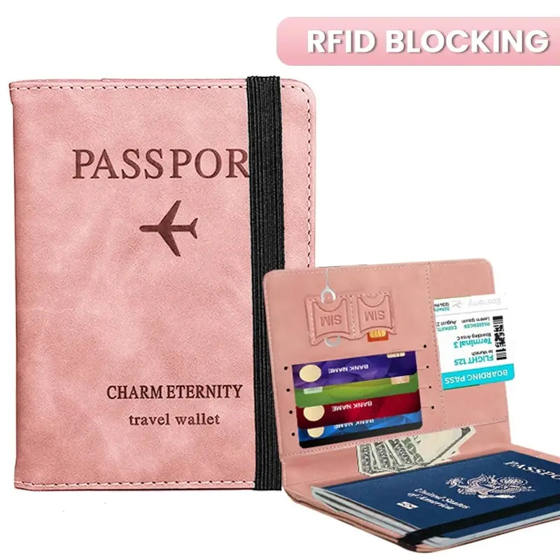 RFID Blocking Travel Wallet with Passport Holder and Multiple Card Slots for Secure Travel Organization