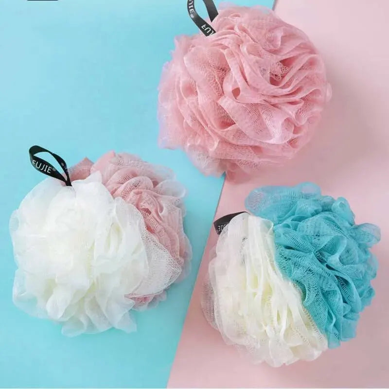 Set of 3 Premium Mesh Bath Shower Loofahs with Hanging Loop for Exfoliating and Cleansing