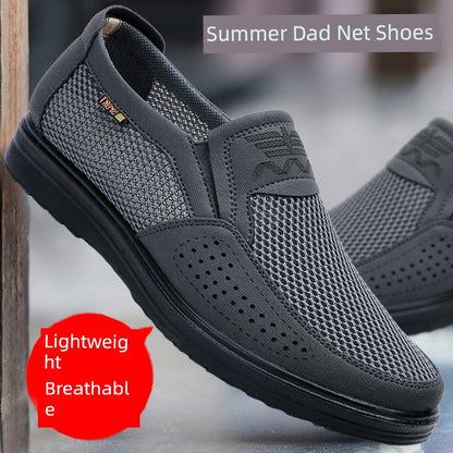 Men's Lightweight and Breathable Summer Mesh Slip-On Shoes with Perforated Design for Maximum Comfort