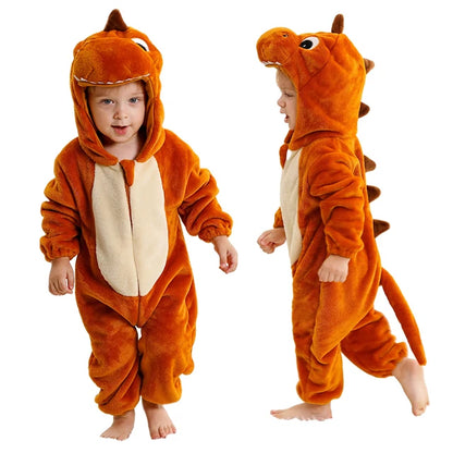 Adorable Animal Themed Fleece Onesies with Hood for Babies and Toddlers