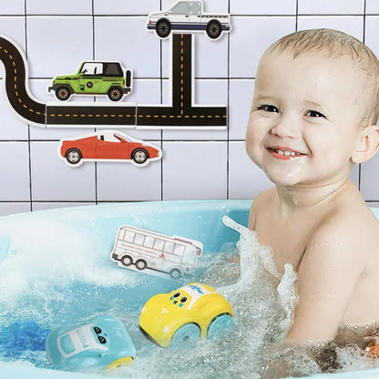 Engaging Bath Time Traffic-Themed Foam Stickers for Kids with Vehicles and Road Signs