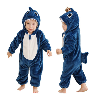 Adorable Animal Themed Fleece Onesies with Hood for Babies and Toddlers