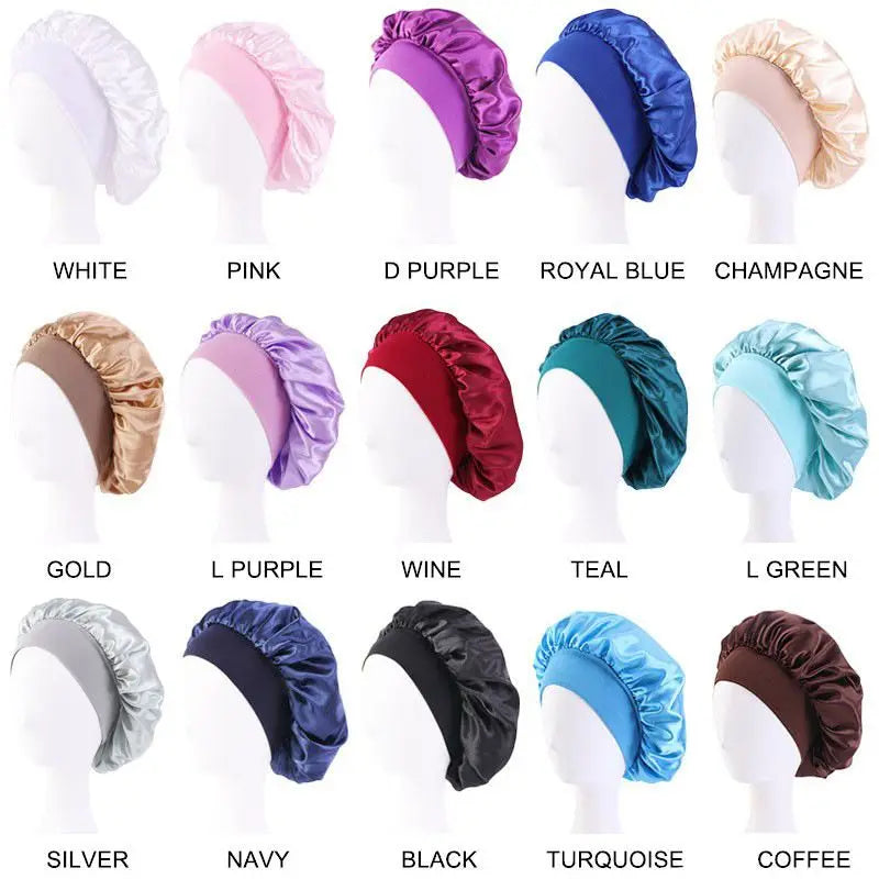 Satin Bonnet with Wide Elastic Band for Hair Protection and Comfortable Sleep