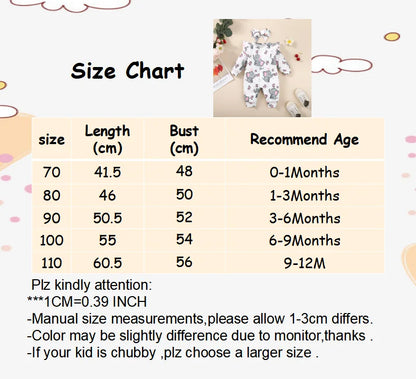 Adorable Elephant Print Baby Romper with Matching Headband - Soft and Comfortable Long-Sleeve Jumpsuit for Newborns and Infants