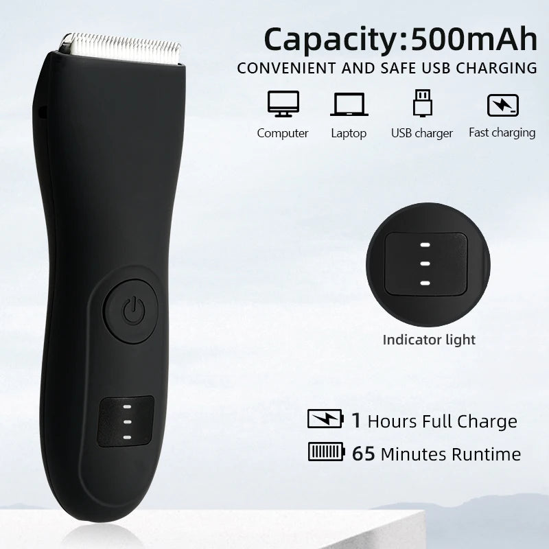 Rechargeable Electric Body Hair Trimmer with LED Display and Precision Blades for Gentle and Effective Grooming