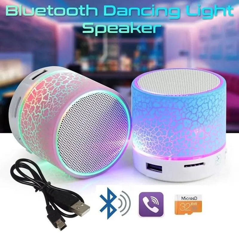 Bluetooth Speaker with Dancing LED Lights, Hands-Free Calling, and MicroSD Card Support for Portable Music Playback