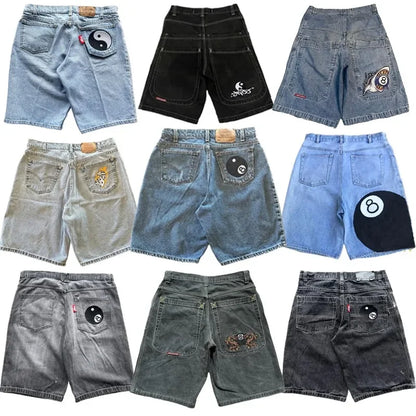 Men's Casual Denim Shorts with Unique Embroidered Back Pockets – Various Designs and Comfortable Fit