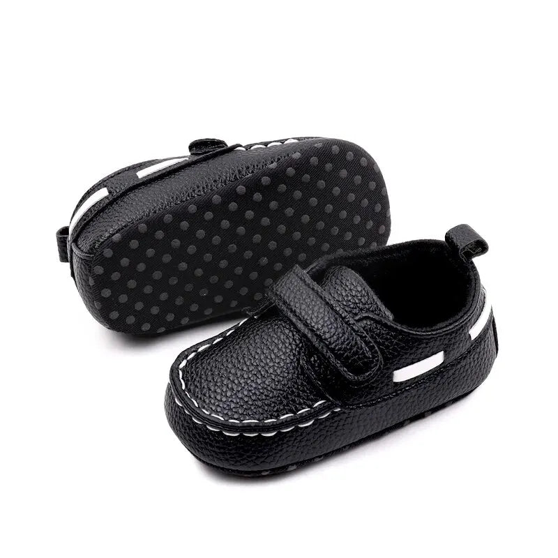 Soft Sole Baby Moccasins with Adjustable Hook & Loop Closure for Boys and Girls - Non-Slip First Walking Shoes with Durable Stitching