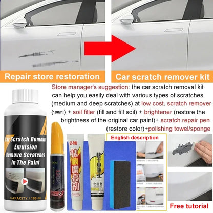 Car Scratch Remover Emulsion with Applicator Pad for Effortless Paint Restoration and Scratch Removal