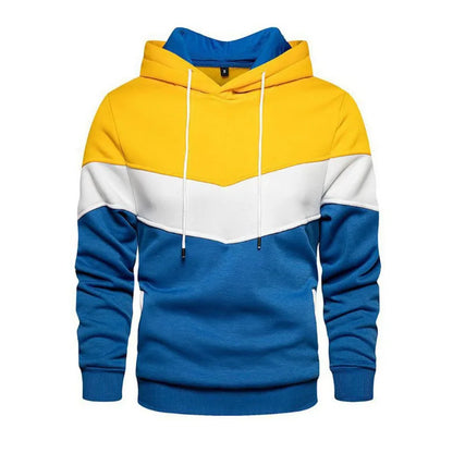 Men's Chevron Striped Hoodie with Adjustable Drawstring and Front Pouch Pocket in Multiple Color Options