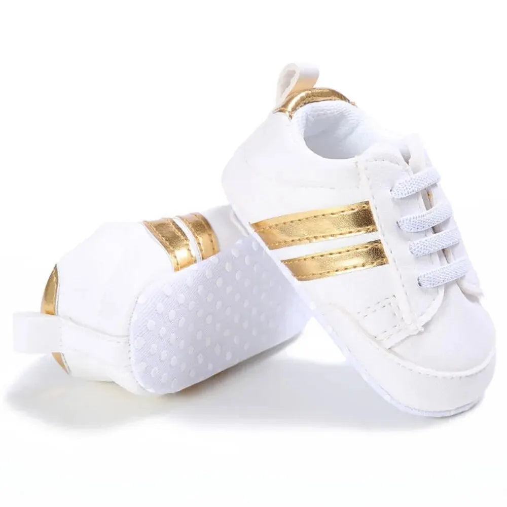 Stylish Baby Sneakers with Reflective Stripes and Easy Lace-Up Closure for Comfortable All-Day Wear