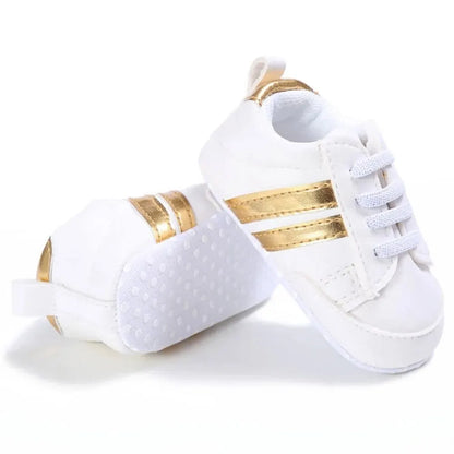 Stylish Baby Sneakers with Reflective Stripes and Easy Lace-Up Closure for Comfortable All-Day Wear