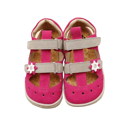 Stylish Kids' Suede Sandals with Triple Velcro Straps, Breathable Design, and Cushioned Cork Footbed for All-Day Comfort and Support