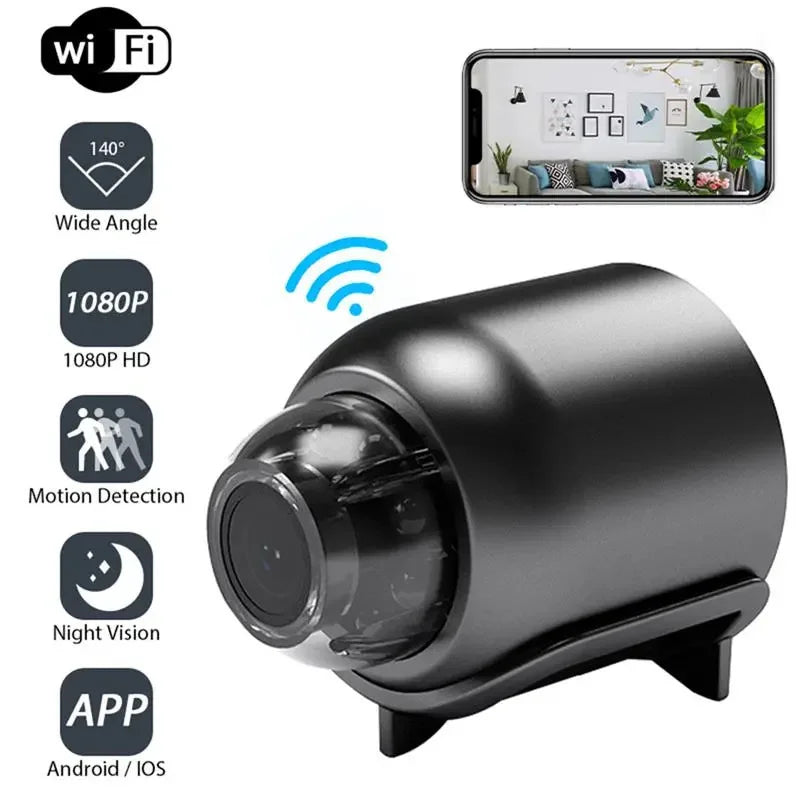 Compact HD 1080P Mini WiFi Camera with Night Vision, Motion Detection, and Wireless Connectivity for Enhanced Security Monitoring