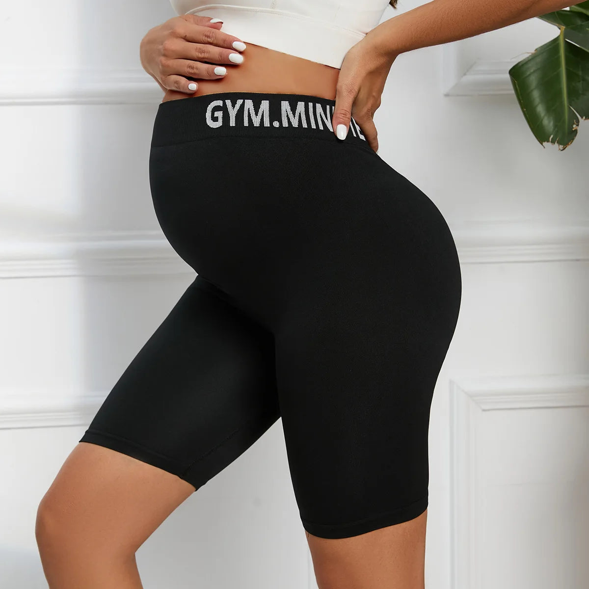 High-Waisted Maternity Biker Shorts with Stretchy Fabric and Supportive Waistband for Active and Everyday Wear