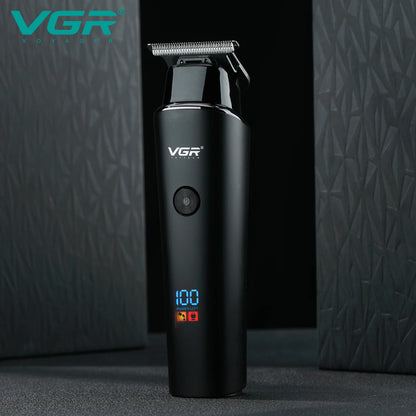 VGR Professional Hair Trimmer with LED Display, USB Charging, and Multiple Guide Combs for Precision Hair Cutting and Grooming