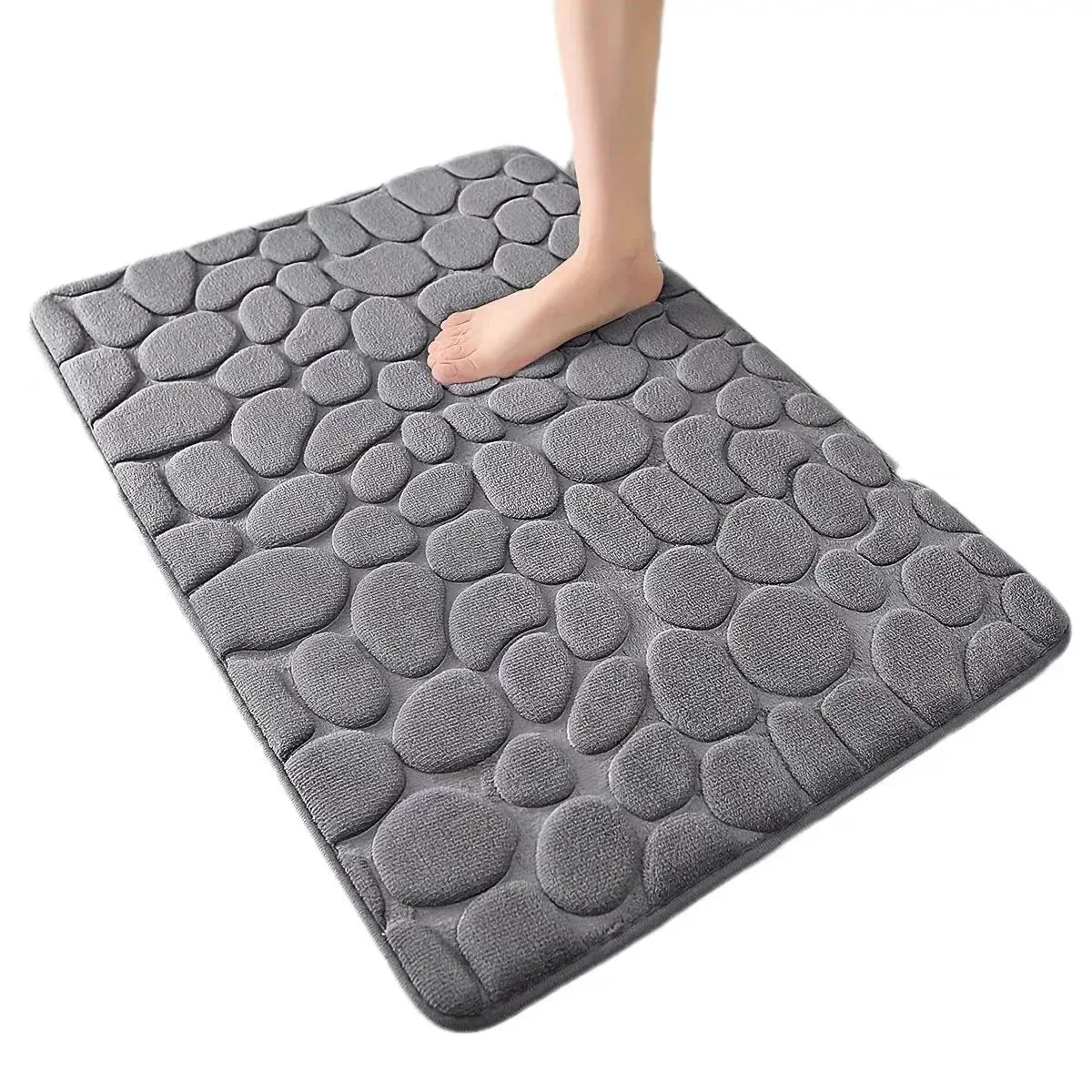 Non-Slip Absorbent Bath Mat with Soft Pebble Design for Bathroom and Shower Use