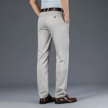 Men's Business Casual Slim Fit Trousers with Breathable Summer Fabric for Office and Daily Wear